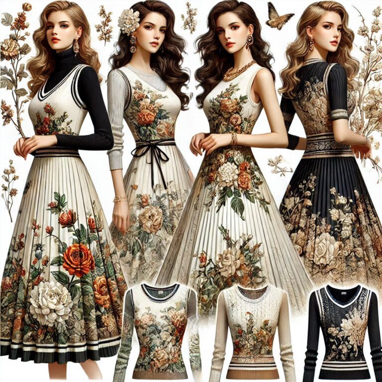 AP Women 2025 Autumn New Floral Printing Satin Dress Lady Elegant Sleeveless Clothing Casual Cable Sweater 2