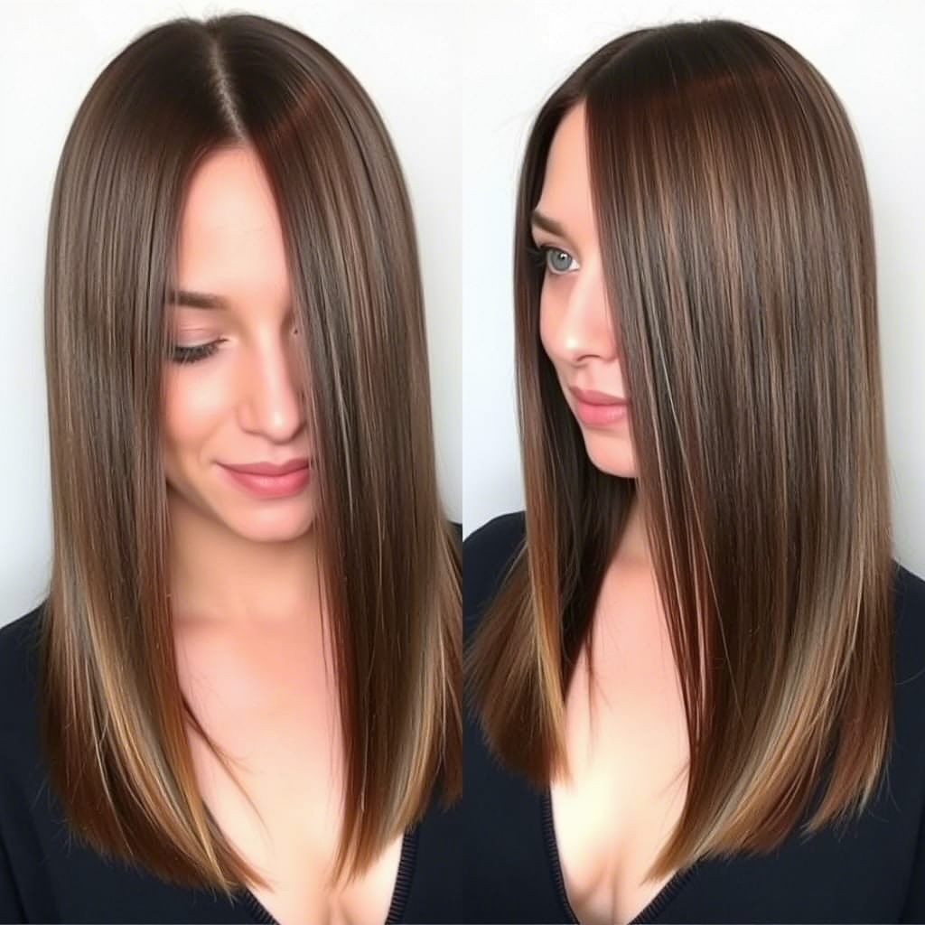 Straight Shoulder-Length Hair with Middle Part